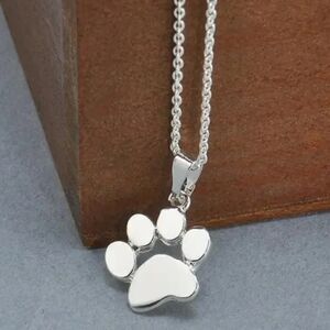 Chic Stainless Steel Paw Print Necklace Gold Plated or Silver Plated